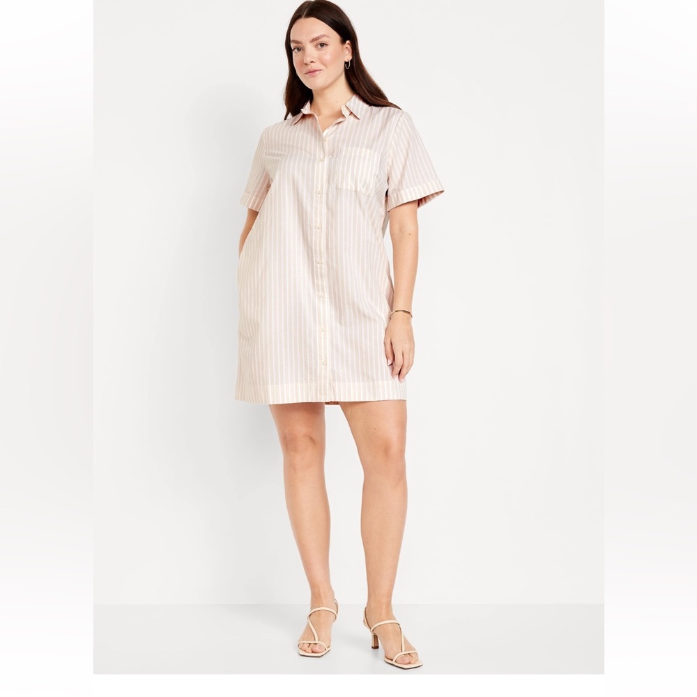 Striped White Shirt Dress - Picture 6 of 15